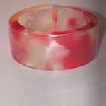 Size 7.5 Retro Red Clear Shimmer Swirl Boho Band Ring Photo 4