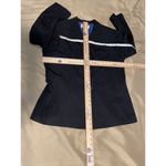 Le Suit  Women's Black Blue Pinstripe Jacket Blazer 16 Lined Lapel Long Sleeve Photo 6