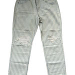 AMERICAN EAGLE Tomgirl Striped Distressed Jeans Size 18 Long Blue Photo 0