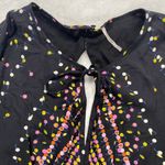 Free People ‎ dress Womens 2 Black Floral LS pleated babydoll Mini Dress Photo 1