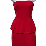 Mango MNG by  Kate Moss Red Strapless Peplum Dress Photo 3