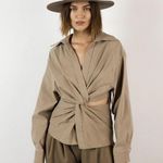 ZARA Women’s Front Cut Out Detail Long Sleeve Blouse Photo 4