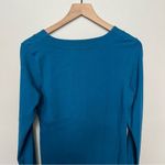Athleta  Senorita Blue Teal V-Neck Long Sleeve Organic Cotton Dress Large Tall Photo 4