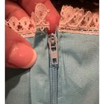 vintage Aqua & white Daisy overlay dress circular skirt size large Blue Photo 10