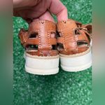 Brown Floral Embroidered Women's Leather Mexican Huarache Sandals Size 6 Photo 6