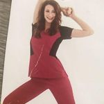 Wonder Wink FFX Scrub Top Women's M Blue 2-tone Black V-neck Stretchy Medical Photo 3