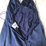 The Jetset Diaries  Navy Mini Satin Slip Dress Open‎ Back Spaghetti Strap Medium Photo 6