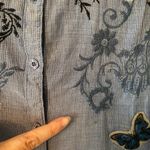 Desigual . Blue Embroidered Floral Bird Button Down Shirt Women's size Medium Photo 10