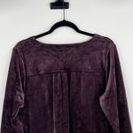 J. Jill Velour Velvet Shift Dress Long Sleeve V Neck Pockets Black Violet Medium Purple Photo 9