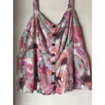 Torrid Plus Size 2 Watercolor Twill Fit & Flare Tank Top Sweetheart Neck Button Photo 1