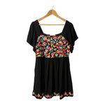 Savanna Jane Black Embroidered Babydoll Mini Dress Boho Festival Size Medium Photo 1