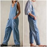 Free People NWT We The Free High Roller Jumpsuit - Kansas light blue - large Photo 1
