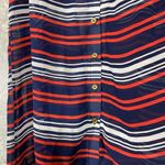 Thyme + Honey  Blue Striped Sleeveless Button Up Shirt - Size Small - Semi Sheer Photo 2