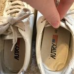 Autry Medallist Low Silver Metallic Leather Sneakers Size 40 White Photo 5