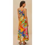 Farm Rio NWT Summer Picnic V-Neck Midi Dress w/ Braided Belt Size M Photo 1