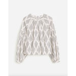 Madewell Shirred Balloon Sleeve Top Blouse Geometric Print Lighthouse XXS NWT Photo 5