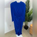 Rene Ruiz Elegant Ruched Long Sleeve Cobalt Blue Gown women’s size 18‎ Photo 3