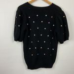 English Factory Women's Black Polka Dot Puff Short Sleeve Sweater Size L Photo 2