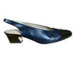 Etienne Aigner  blue and black slingback patent leather cap toe heels 6 1/2M Photo 1