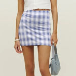 Reformation Suzie Mini Skirt in Blue Plaid Photo 0