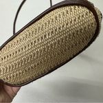 Vintage Tan Woven Crossbody Handb Purse Brown Leather Trim Mini Boho 90s Photo 2