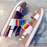 Soludos  Sandals with Rainbow Embroidery White Multicolor Size 9.5M NEW with Box Photo 2