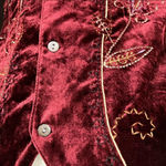 Vintage 90’s Y2K White Stag Maroon and Black Velvet Embroidered Vest 18/20 Red Photo 4
