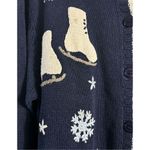 Cherokee Vintage  Womens Blue Ramie Cotton Embroidered‎ Button Knit Sweater sz 14 Photo 4