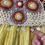 ZARA  Limited Edition Crochet Dress V-Neck Ruffled Shell Tassels Boho Yellow~XL Photo 16