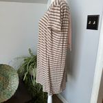 Soprano Pink & Gray Striped Knit Mini‎ Dress w/ Pink Chiffon Bow Detail on Back Large Photo 5