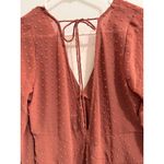 ASOS  DESIGN Rust V Neck Textured Fabric Tie Back Long Sleeves Dress Petite US 12 Photo 4