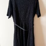 Charter Club  Black Lace Short Sleeve Dress Adjustable Belt Size 1X Knee Length Photo 5