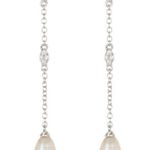 Adornia Rhodium Plated Swarovski Crystal & 7mm Freshwater Pearl Drop Earring NEW Photo 0