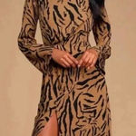 Lulus On the Prowl Tiger Long Sleeve Dress Size Small Photo 0