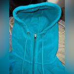 Adidas Fleece Climawarm Hoodie w Full Zip Drawstring Hood Women’s Lg Teal Blue Photo 4
