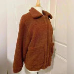 Elodie  Chocolate Brown Mocha Teddy Bear Sweater Jacket Coat Large Chunky Photo 4