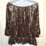 Neiman Marcus  Sanctuary Crushed Off Shoulder Velvet Top Julia Ruffle Mink M NWT Photo 8
