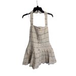 AQUA  Halter Mini Dress Tweed Button Front Sleeveless Party Dress Size‎ L Photo 3
