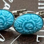 Handmade Vintage Cabochon Earrings – Turquoise Blue Stainless Steel Photo 0