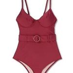 Shade & Shore  Underwire Belted One Piece Swimsuit -Red Women's S NWT Photo 2