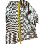 Jones New York  Black White Diagonal Striped V-neck Long Sleeve Office Top PL Photo 8