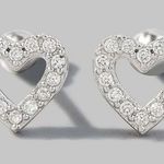 925 real sterling silver heart shaped earrings with cz chips! New Photo 0