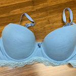 Adore Me  Womens 34D Bra‎ Light Blue Lace Trim T-Shirt Padded Underwire Everyday Photo 0