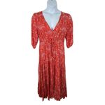 Abel the label Strawberry Kisses Red Floral Boho Maxi Dress Size Small Photo 1