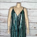 Johnny Wujek x Prom Collection NWT Sz 3X Turquoise Sequin Stripe Maxi Dress Gown Black Photo 2