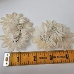 Vintage White Scrolls Rhinestone Flowers Ear Climbers Clip on Earrings Gold Photo 2