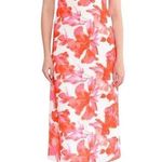 WAYF NWT Felicity Floral Pink Midi Dress in Coral Pink Hibiscus, Small Photo 0