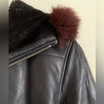 Andrew Marc Leather Jacket with Fur Trim and Hood - Womens Size S Photo 4