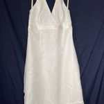 David's Bridal Wedding Dress Tea Length Organza White Beach V Neck Halter Sz 10 Photo 8