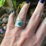 Neon Blue Apatite Solid Sterling Silver Ring Size 7.5 Adjustable Blue Photo 4
